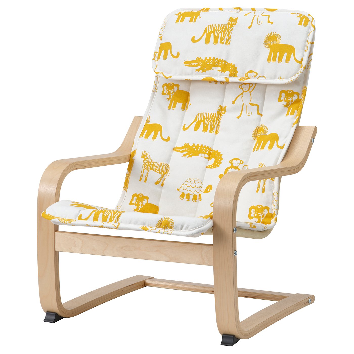 *202607POANG ポエング 子ども用パーソナルチェア バーチ材突き板/スコーグボー アニマル模様IKEA イケアおしゃれ 新生活 一人暮らし北欧インテリア キッズソファ 木製椅子 誕生日プレゼント 曲げ木895.989.15|PRAY LIV 店