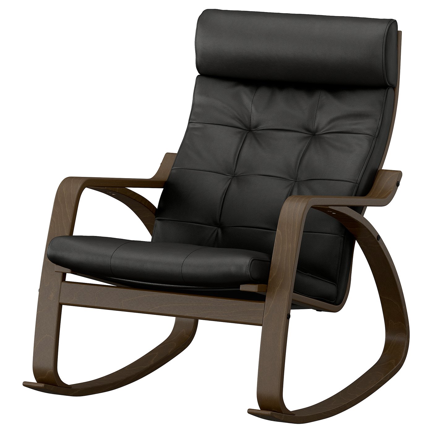 *202607POANG ポエング ロッキングチェア ウォールナット調/グラン ブラックIKEA イケアおしゃれ 新生活 一人暮らし一人掛けソファ ハイバック 本革 北欧 リラックス896.271.16|PRAY LIV 店