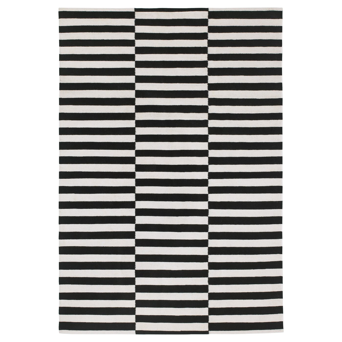 ＊202607STOCKHOLM ストックホルム ラグ 平織り ハンドメイド/ストライプ ブラック/オフホワイト 170x240 cmIKEA イケアおしゃれ 新生活 一人暮らし北欧インテリア ウールカーペット 手織り絨毯 モダンリビング モノトーンボーダー901.664.49｜PRAY LIV 店