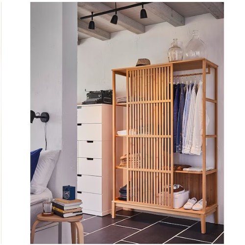 IKEA ノールドシーサ 202306NORDKISA ノールドシーサオープンワードローブ 引き戸付き 竹