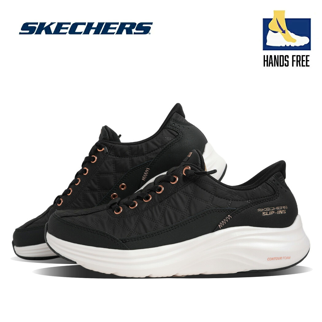 【お買い物マラソン限定クーポン配布中!!】SKECHERS スケッチャーズ コンツアーフォーム スニーカー CONTOUR FOAM BLACK/ROSE GOLD ( ブラック 黒 レディース スリップインズ ハンズフリー 履きやすい 脱ぎ履き簡単 150413BKRG )