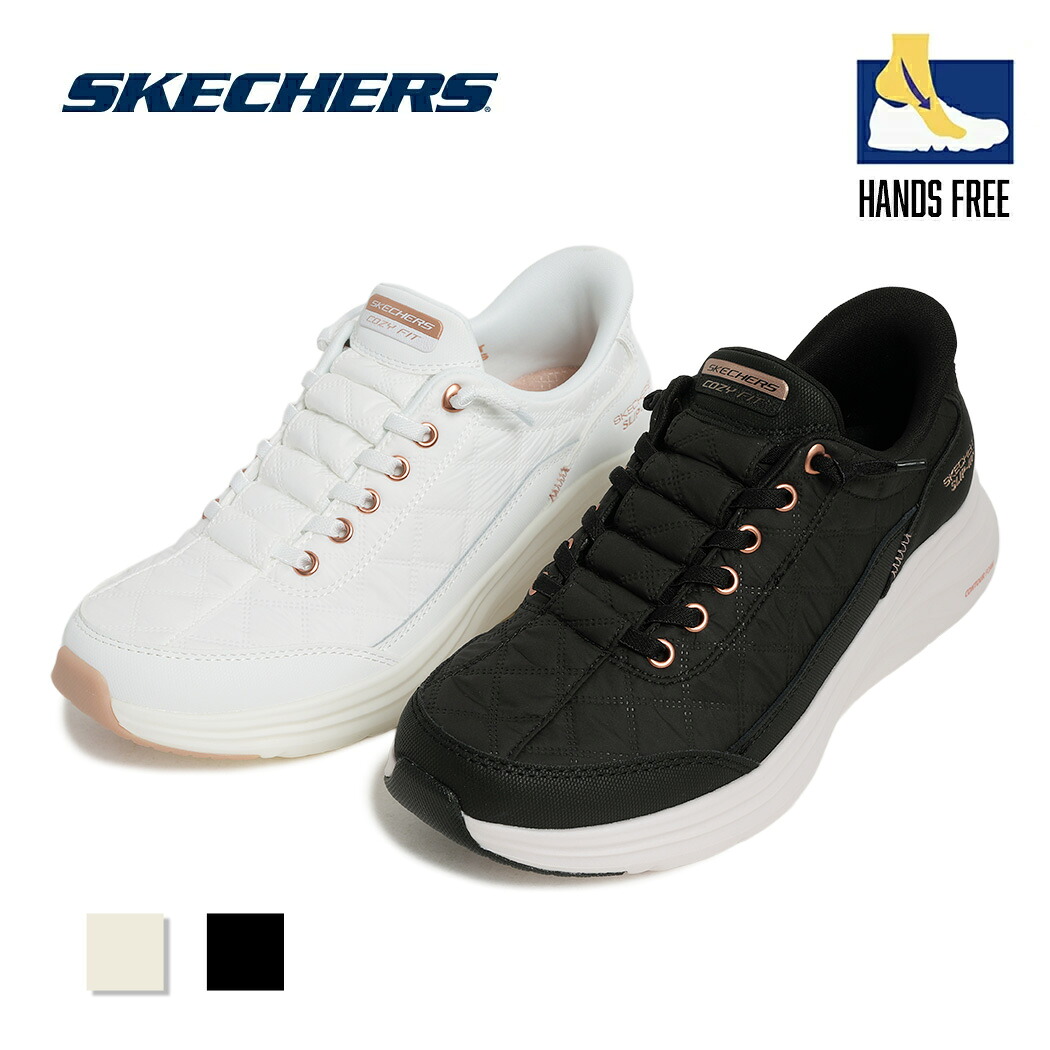 【お買い物マラソン限定クーポン配布中!!】SKECHERS スケッチャーズ コンツアーフォーム スニーカー CONTOUR FOAM BLACK/ROSE GOLD WHITE/ROSE GOLD ( ブラック 黒 レディース スリップインズ ハンズフリー 履きやすい 脱ぎ履き簡単 150413 )