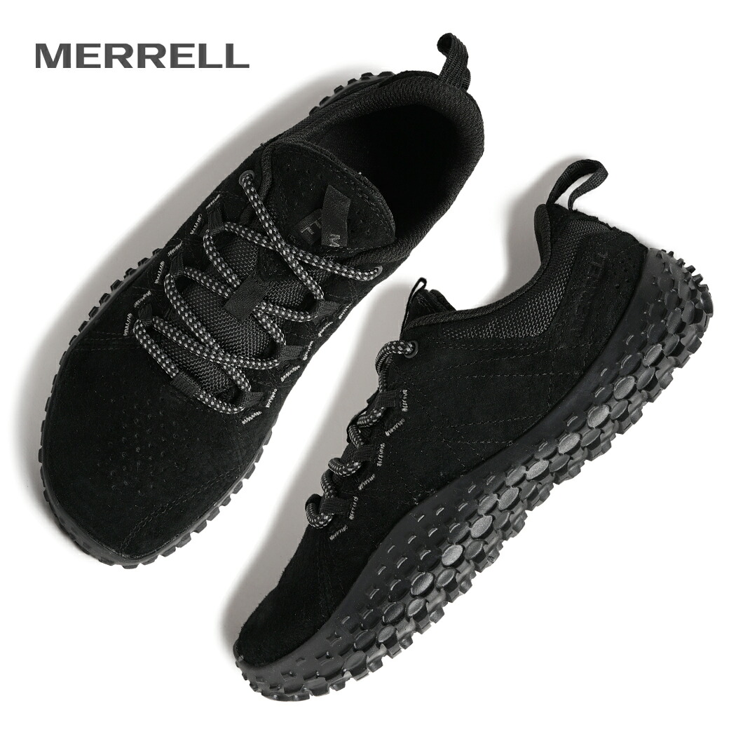 【15時までのご注文で即日発送！！】MERRELL メレル W'S WRAPT ウィメンズ ラプト スニーカー BLACK ( ブラック 黒 スエード ハイキング 素足感覚 アウトドア ベアフッド ローカット レディース J037754 )
