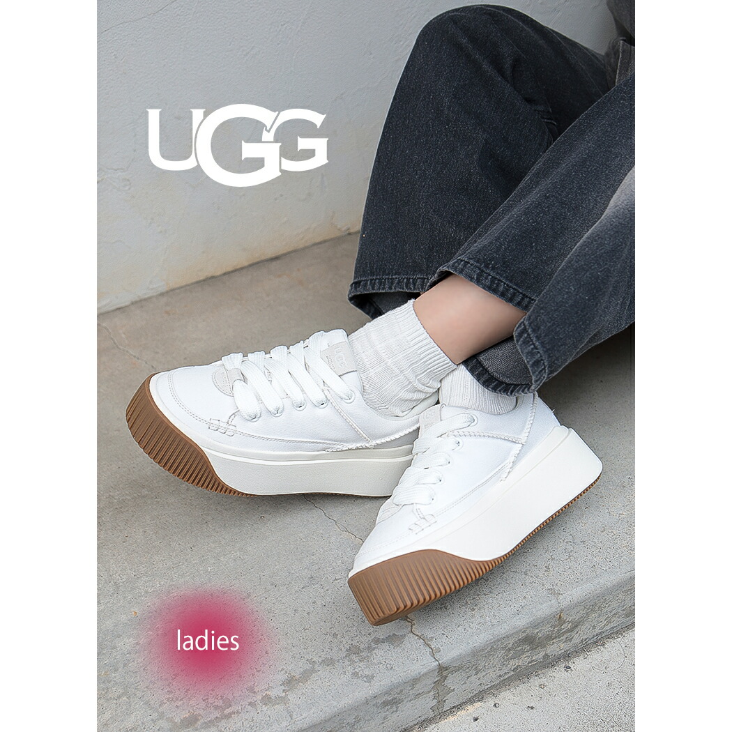 ugg白厚底スニーカー ☆週末セール☆ アグ UGG 厚底 スニーカー 白 革 24㎝ - メルカリ