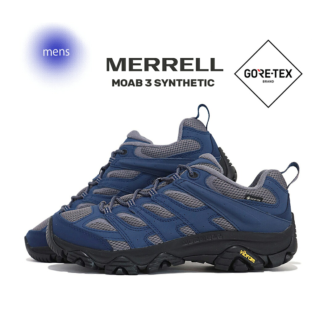 【お買い物マラソン限定クーポン配布中!!】MERRELL メレル GORE-TEX MOAB 3 モアブ3 シンセティック ゴアテックス スニーカー SYNTHETIC GREYSTONE ( ブルー 青 撥水 防水 メンズ J500641 )