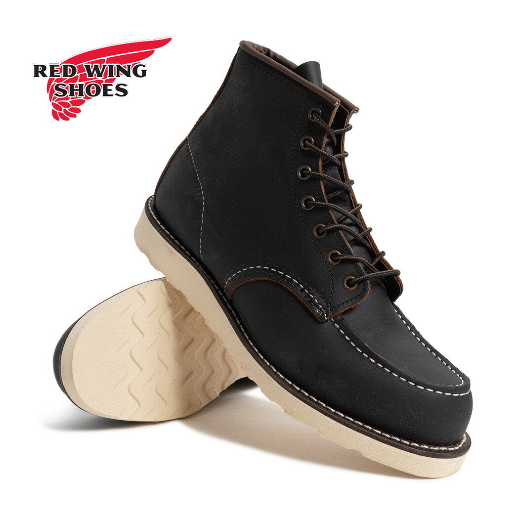 【15時までのご注文で即日発送！！】RED WING レッドウィング ブーツ 6インチ クラシック モック 6-INCH CLASSIC MOC BLACK ( ブラック 黒 レザーブーツ USA製 ビブラム レースアップ アメカジ アメリカ製 メンズ 8849 )