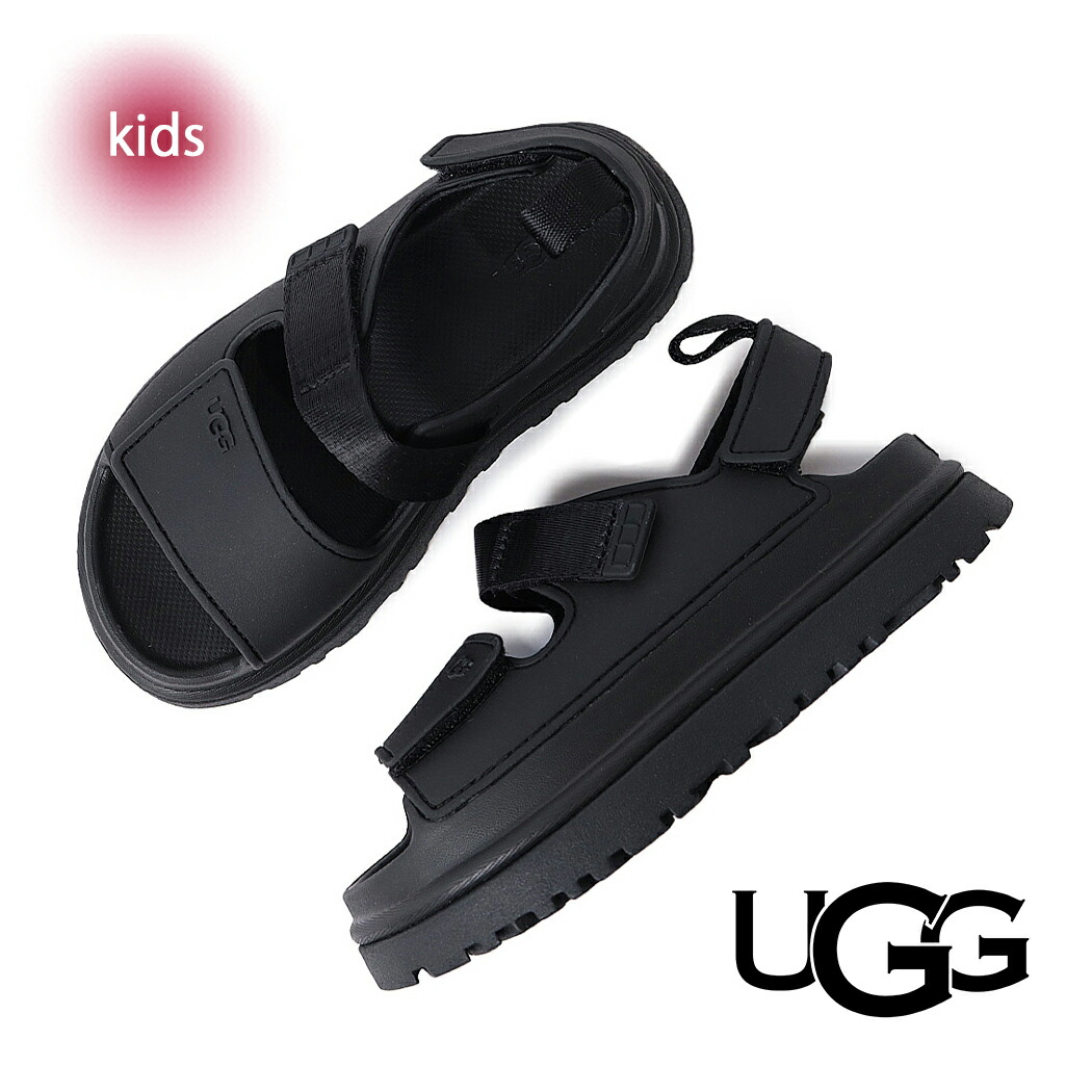 【お買い物マラソン限定クーポン配布中!!】UGG アグ キッズ ゴールデングロウ サンダル スライド K GOLDENGLOW BLACK ( 黒 ブラック ガールズ 子供 キッズ girls 厚底 ストラップ 1152813K )