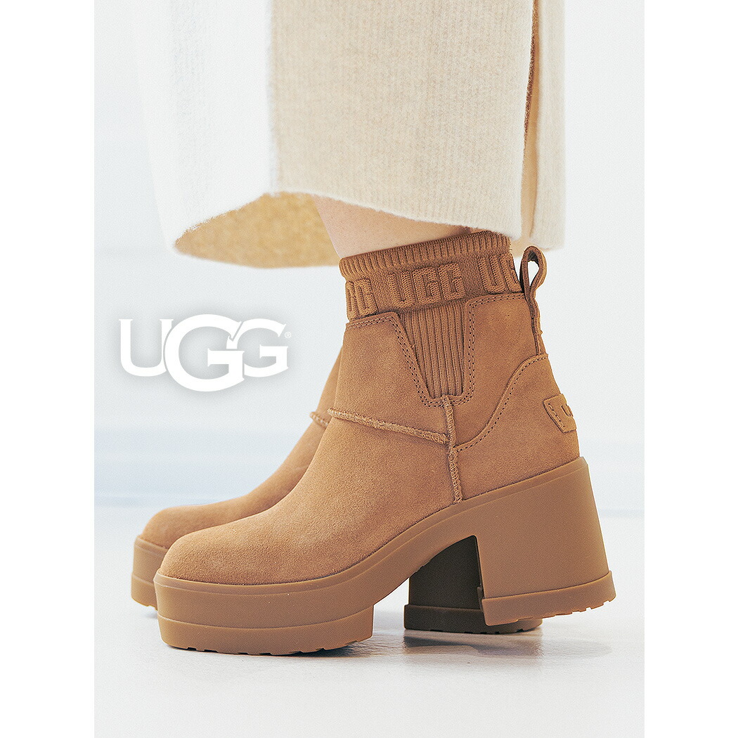 【お買い物マラソン限定クーポン配布中!!】UGG アグ モクシー チェルシー ブーツ BOOTS MOXY CHELSEA CHESTNUT ( ヒール ベージュ スエード チェスナッツ レザーブーツ サイドゴア 1173724-CHE )