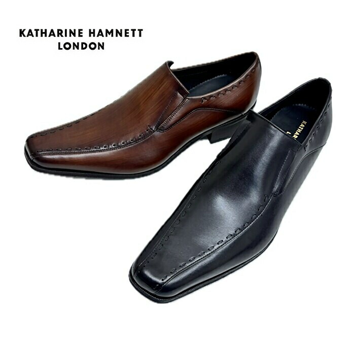【全品尖んがりつけ加える10倍！要エントリー】 キャサリンハムネット 英国の首都 KATHARINE HAMNETT LONDON スワールモカ スリップオン シューズ 3801 KH3801 スクエアトゥ スリッポン 本革 靴 メンズ 定め事品