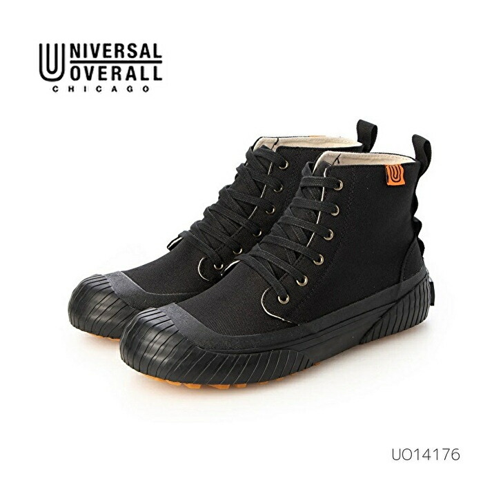 UNIVERSAL OVERALL ユニバーサルオーバーオール UO14 UO14176 メンズ レディース ユニセックス カジュアル スニーカー ハイカット 耐滑 撥水ナイロン ブラック