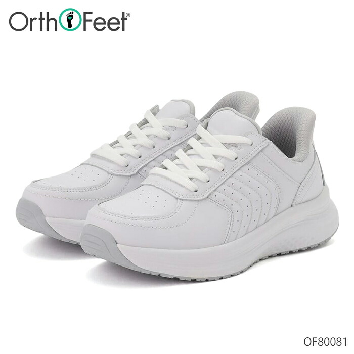 【全品尖んがりつけ加える10倍！要エントリー】 オーソフィート Orthofeet ローム ROAM スニーカー ハンズフリー OF80081 白いこと 2E 3E 幅ひろい 並み並み 広々とした 自然的なめし革 レディース シューズ 靴