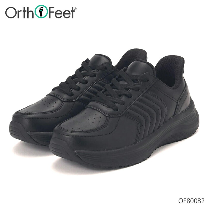 【全品尖んがりつけ加える10倍！要エントリー】 オーソフィート Orthofeet ローム ROAM スニーカー ハンズフリー OF80082 黒いこと 2E 3E 幅ひろい 並み並み 広々とした 自然的なめし革 レディース シューズ 靴
