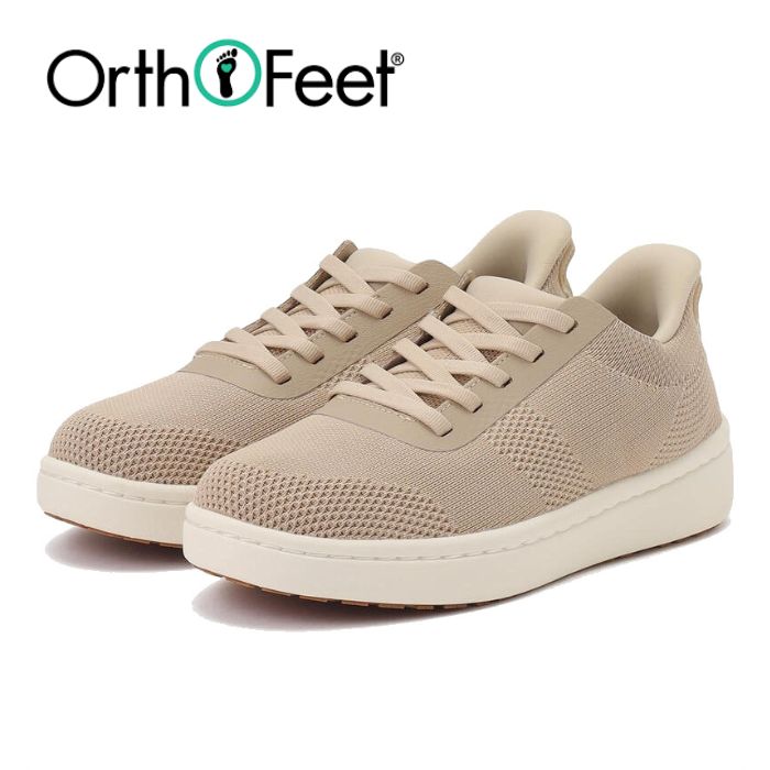 オーソフィート Orthofeet ワンダー WANDER ベージュ ニット テキスタイル スニーカー OF81107 ハンズフリー ベージュ 2E 3E 幅広 ミディアム ワイド ナチュラルレザー レディース シューズ 靴