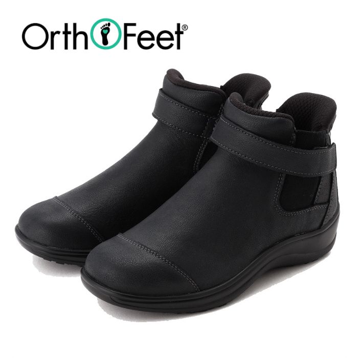オーソフィート Orthofeet ブレア BLAIRE ブラック ナチュラルレザーブーツ OF90021 ハンズフリー ブラック スエードレザー レディース シューズ 2E 靴