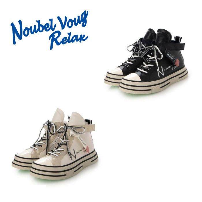【全品尖んがり足し加える10倍！要エントリー】 ヌーベル ヴォーグ 伸び伸びする Noubel Voug Relax  厚底 ジップアップ 下げ札 スニーカー 217-PUS5253 レディース 心地好い 厚底 シューズ