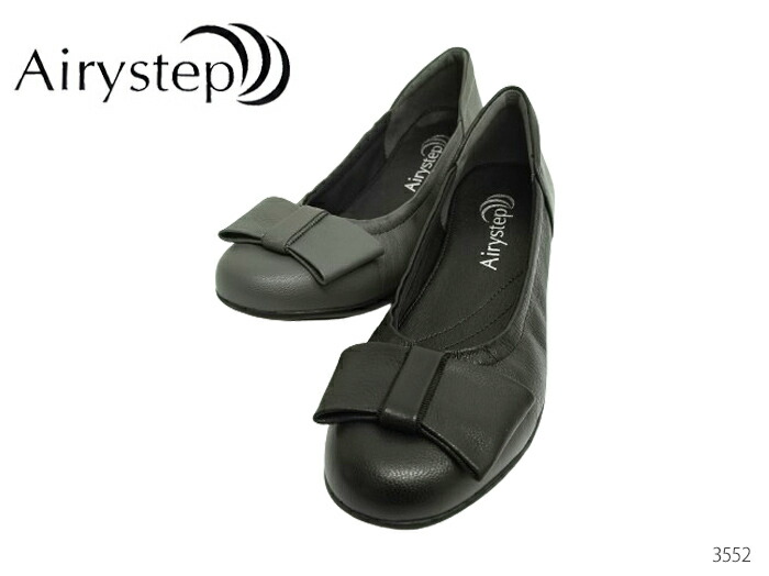 Airy step エアリーステップ 59-3552 レザーバレエシューズ リボン レディース シューズ 3E 本革 正規品