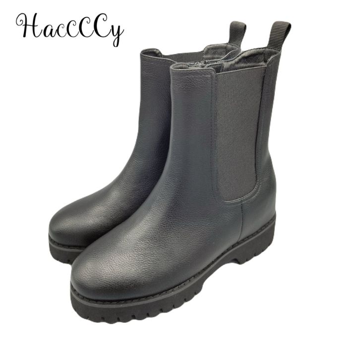 Haccccy ハッシー Jenna ジェナ 軽量インヒールサイドゴアブーツ レディース 7.5cmヒール 足長効果 幅広 高見え ラメ カジュアル きれいめ ブーツ シューズ 靴 HY-012