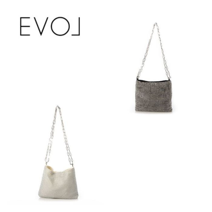 EVOL イーボル 2WAY メタル ハンドバッグ IU5148 チェーン ショルダーバッグ ポケット付き カジュアル バッグ