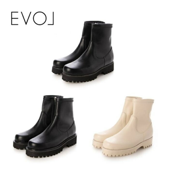 EVOL イーボル 晴雨兼用 軽量 ストレッチトラックソール4cmショートブーツ IZ5807 ブーツ レディース レイン シューズ 靴 柔らかい カジュアル
