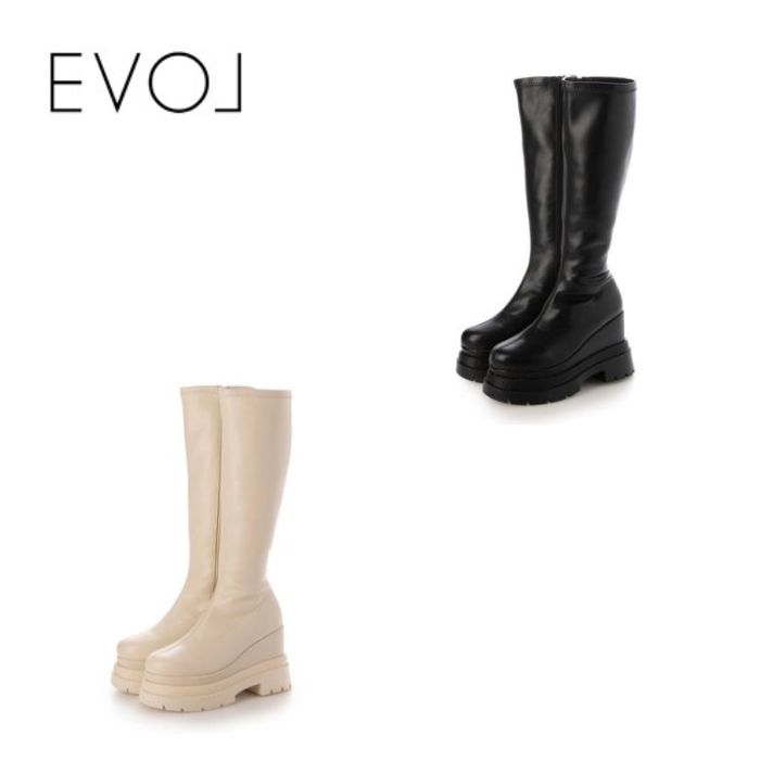 【全品尖んがり足し加える10倍！要エントリー】 EVOL イーボル 厚底 11糎ストレッチロングブーツ IZ5835 ブーツ レディース ロングブーツ 表現スタイル引き上げる シューズ 靴