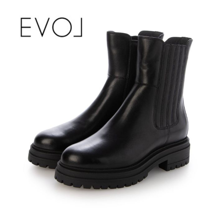 EVOL イーボル 本革 サイドゴアショートブーツ IZ8117 ブーツ レディース 定番 シンプル ベーシック シューズ 靴