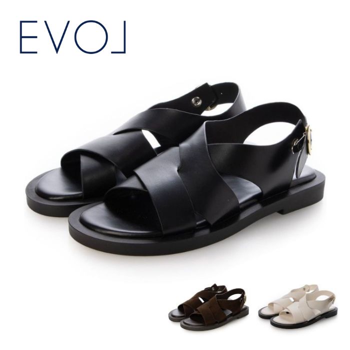 【全品尖んがり付け加える10倍！要エントリー】 EVOL イーボル 軽さ クロスフラットサンダル JA5983 レディース サンダル 差し交わす図案化 胴締め 心地好い 流行り物 分かりやすい 好いたらしいめ お出かけ 旅する 余暇 その他-レディース靴