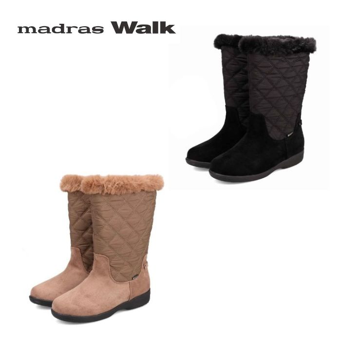 【4/15(水)限定!ポイント15倍確定!要エントリー】 マドラスウォーク madras Walk ゴアテックス GORE-TEX キルティングハーフ丈ファーブーツ MWL2232 ファー ブーツ シューズ 正規品