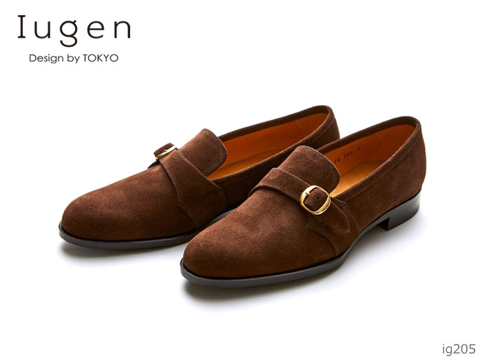 【全品ポイントプラス10倍！要エントリー】 Iugen IG205 イウゲン シングルモンクローファー 靴 正規品 ボロネーゼ マッケイ製法 ダークブラウン スエード 革底