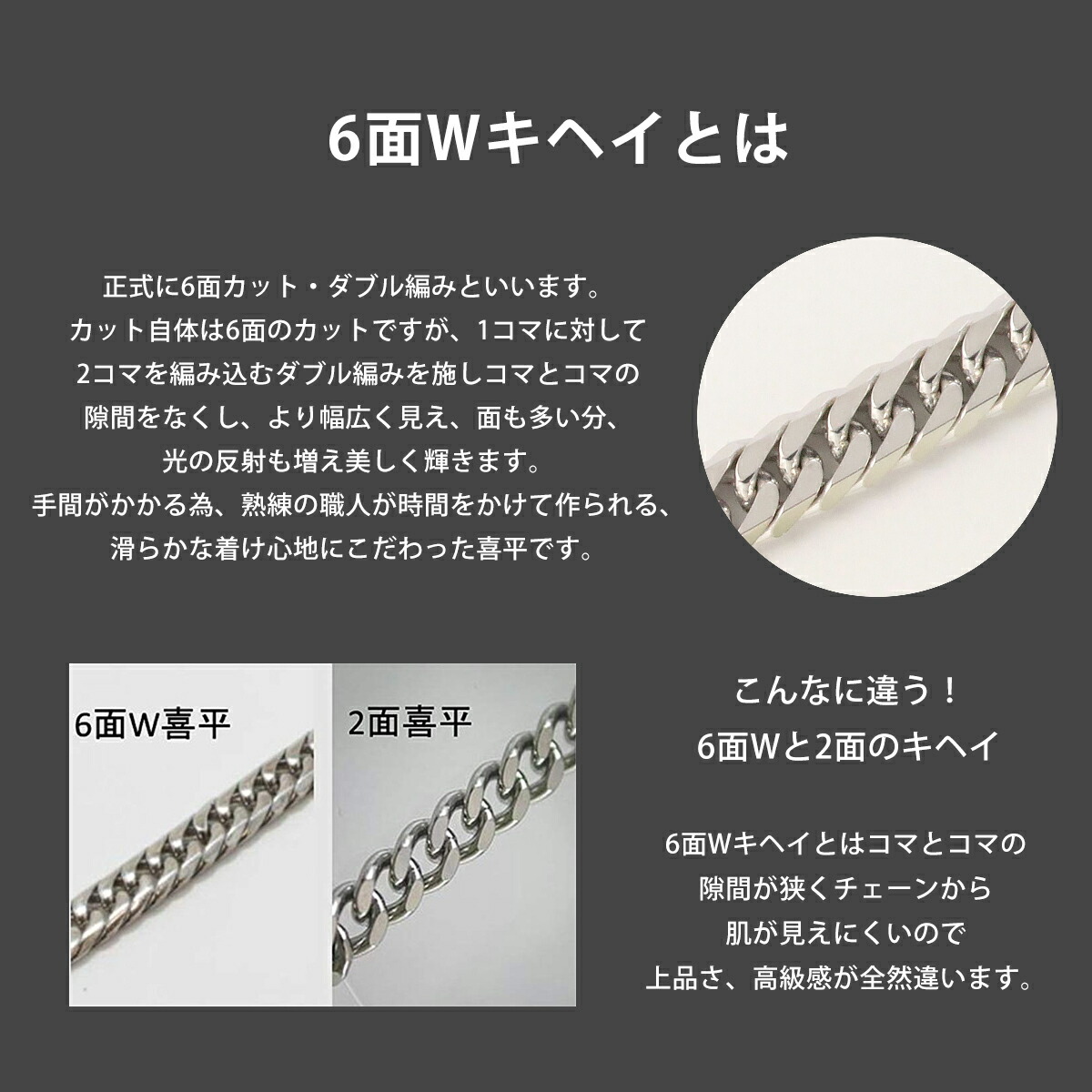 喜平ネックレス6面W6面ダブル喜平チェーンメンズアクセサリーシルバーシルバー92550cm5.7mm1.9mm30g変色防止ネックレスメンズチェーンかっこいい中折れチェーンネックレススターリングシルバー