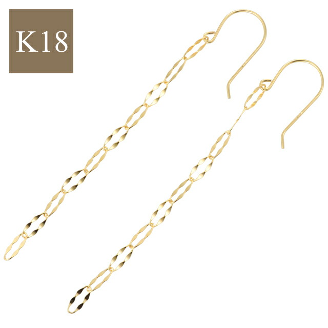 11%OFFクーポン配布中 K18 チェーンピアス フック 18金 18k レディース ペタルチェーン 金属アレルギー ニッケルフリー プレゼント アクセサリー チェーン シンプル 華奢 ゴールド 揺れる チェーンピアス イエローゴールド フック 地金のみ|プレシャスジュエリー店