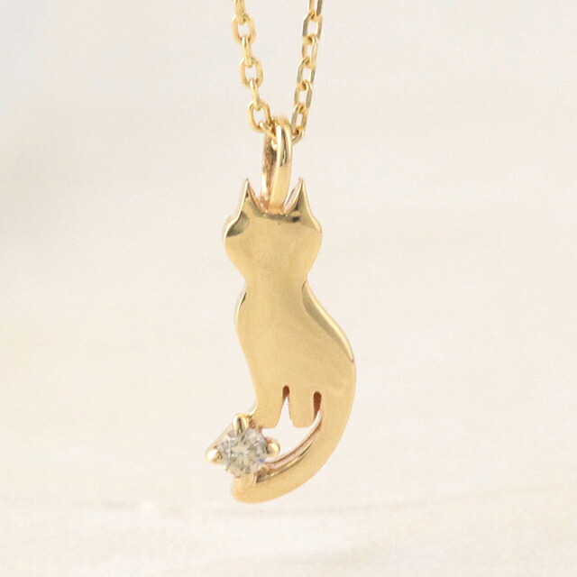 11%OFFクーポン配布中 猫 ネックレス レディース 猫 ネコ ねこ cat k10 10k 10金 ゴールド ダイヤモンド ペンダント イエローゴールド ホワイトゴールド ピンクゴールド シンプル 華奢｜プレシャスジュエリー店 25,752円