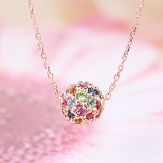 クーポン配布中 ネックレス 天然石 ゴールド k10 10k 10金 レディース ピンクゴールド アミュレット 華奢 サファイア ブルートパーズ ピンクサファイア エメラルド グリーンガーネット ガーネット