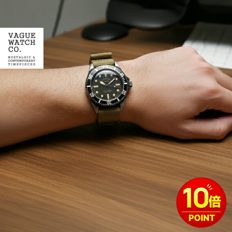 【新品】【国内正規品】VAGUE WATCH　BS-L-001 　腕時計　ヴァーグウォッチ メンズ　BLK SUB　日本製クオーツムーブメント　ステンレススチール　BKナイロン　クリスタルガラス