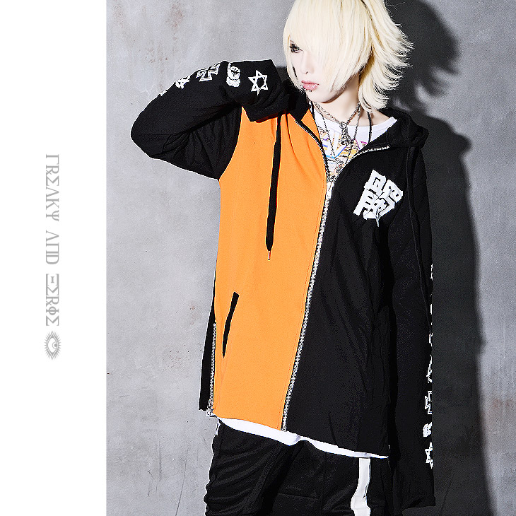 柔らかい V系 パーカー メンズ ロック ファッション V系 パーカー ロング丈 大きいサイズ ストリート系 パーカー ブランド バイカラー 原宿系 パーカー 派手 パーカー 派手な 服 パンク 病み 服 個性的 ビッグパーカー ジップアップ レディース オルターベノム Alter