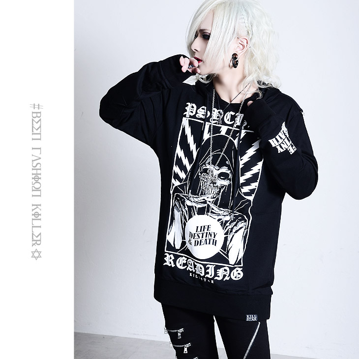 楽天市場 Killstar キルスター Psychic Pullover Hoodie パーカー メンズ レディース プルオーバー フード ロング丈 V系 パーカー 春夏 ファッション ロック パンク ストリート ブランド 黒 ブラック スカル 派手 個性的 冬 冬服 春物 ビジュアル系 ファッション