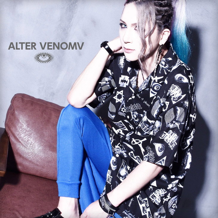 割引価格 カジュアルシャツ Shirt シャツ Chaos The オルターベノム Under Venomv Alter メンズ オズ Oz 派手 ロックファッション パンク ロック ビジュアル系 ロング丈 ヴィジュアル系 メンズ ファッション V系 オーバーサイズ アロハシャツ 柄 プリント 総柄