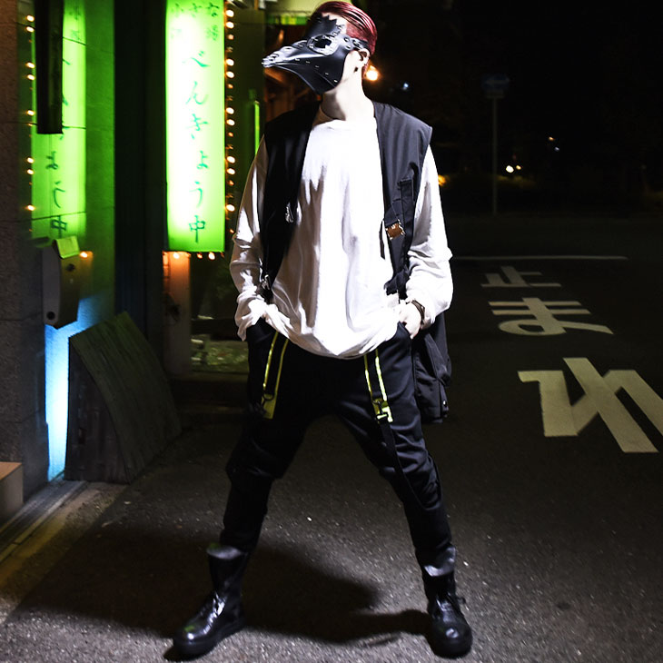 楽天市場 モード系 V系 ファッション ヴィジュアル系 ジョガーパンツ カーゴパンツ ラインパンツ カーゴ ジョガー ネオンカラー サスペンダ サスペンダー ブラック メンズ レディース ストリート おしゃれ 大きいサイズ 春 春服 春物 パンク ロック Ozオズ