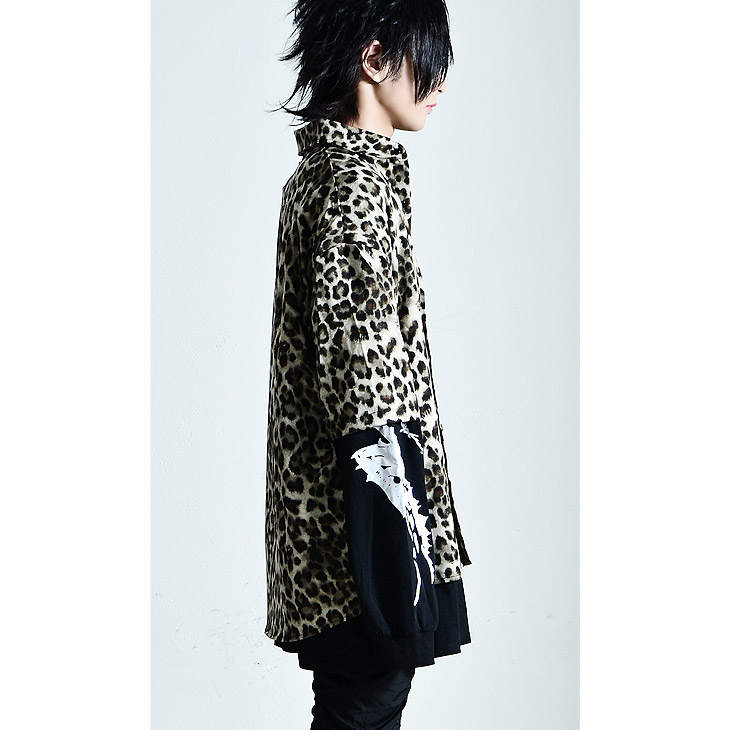 Oz Select Leopard Pattern Shirt レオパード シャツ ヒョウ柄 トップス メンズ 半袖シャツ 派手な 服 メンズ 柄シャツ ストリート系 ヴィジュアル系 ファッション メンズ V系 大きいサイズ 原宿系 ユニセックス パンク ロック ファッション 病みかわいい オズ Oz