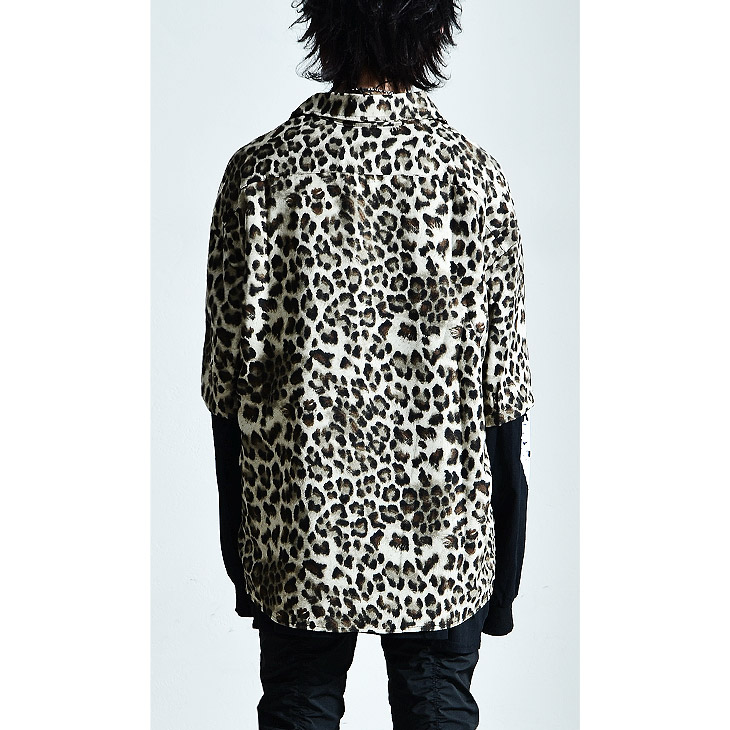 Oz Select Leopard Pattern Shirt レオパード シャツ ヒョウ柄 トップス メンズ 半袖シャツ 派手な 服 メンズ 柄シャツ ストリート系 ヴィジュアル系 ファッション メンズ V系 大きいサイズ 原宿系 ユニセックス パンク ロック ファッション 病みかわいい オズ Oz