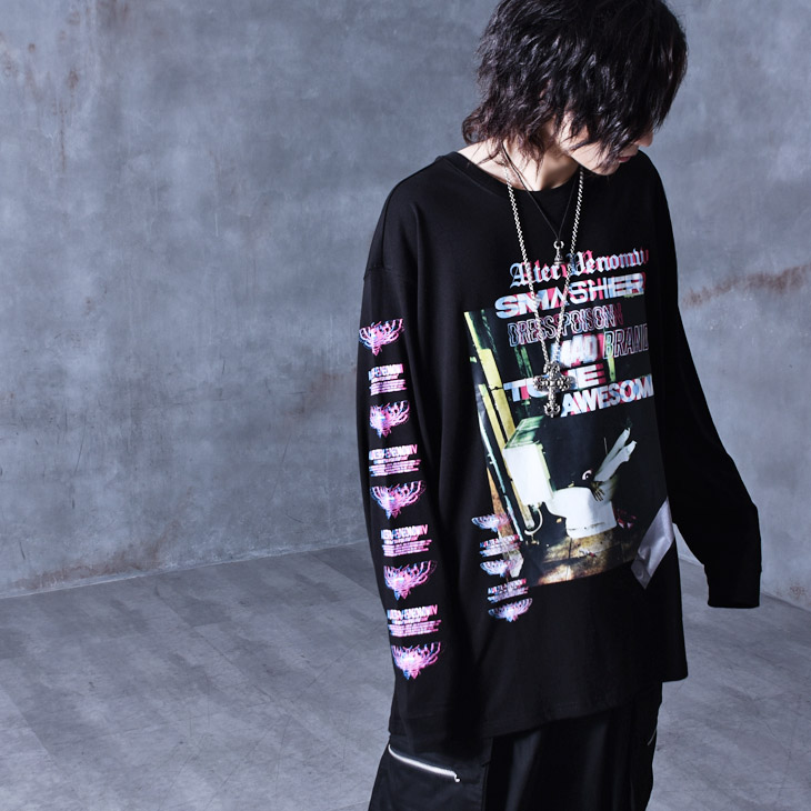 韓国ファッション メンズ Tシャツ 地雷 病みかわいい 奇抜 ファッション メンヘラ 服 V系 ホスト ヴィジュアル系 ファッション ロンt 長袖 メンズファッションブランド ロック パンクロック 個性的 ブラック 黒 おしゃれ服 Alter Venomv オルターベノム Trippin L Tee 韓国ファッション メンズ Tシャツ 地雷 病みかわいい 奇抜 ファッション メンヘラ 服 V系 ホスト ヴィジュアル系 ファッション ロンt 長袖 メンズファッションブランド ロック パンクロック 個性的 ブラック 黒 おしゃれ服 Alter Venomv オルターベノム Trippin L Tee