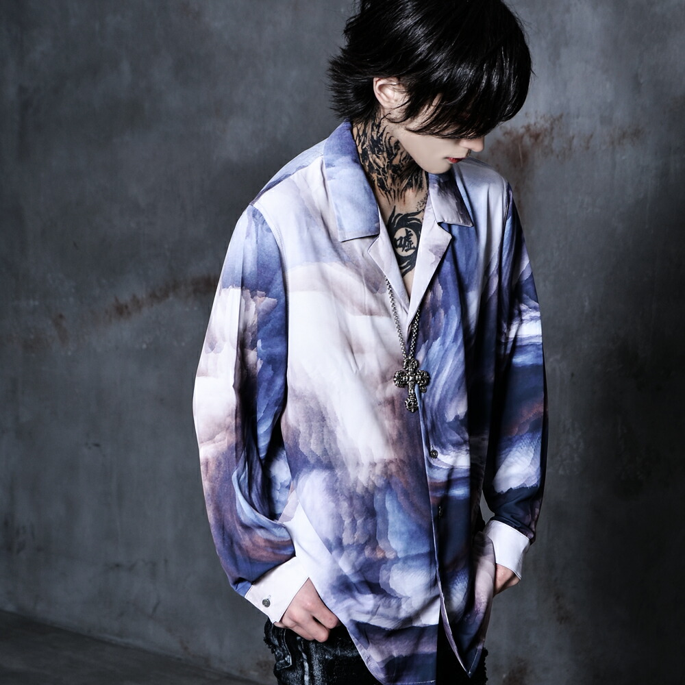 い出のひと時に とびきりのおしゃれを シャツ メンズ 柄シャツ ドレスシャツ V系 ヴィジュアル系 ファッション ブランド 総柄 派手 長袖 総柄シャツ 目立つ 服 個性的 長袖シャツ パンク ロック サイバーパンク サイバー オシャレ モード系 原宿系 オルターベノム