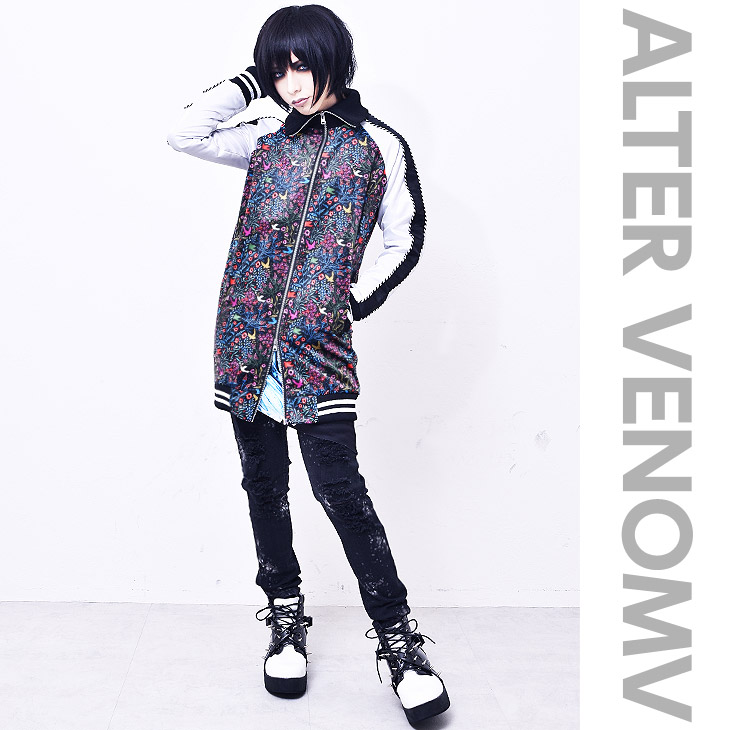 Alter Venomv Jacket V系 オルターベノム Prairie パンク Jacket V系 ファッション レディース メンズ ジャケット スカジャン 花柄 ボタニカル柄 トラックジャケット ロング丈 総柄 ヴィジュアル系 ビジュアル系 ロック Rock パンク ロックファッション 派手 個性的