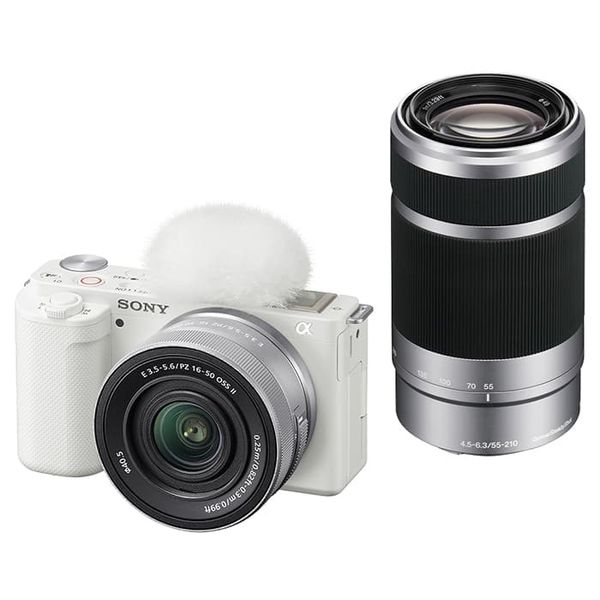 【中古】【１年保証】【美品】SONY VLOGCAM ZV-E10 ダブルズームレンズキット (PZ 16-50mm II + E 55-210mm) ホワイト [ZV-E10X W]｜Premier Camera -プレミアカメラ-