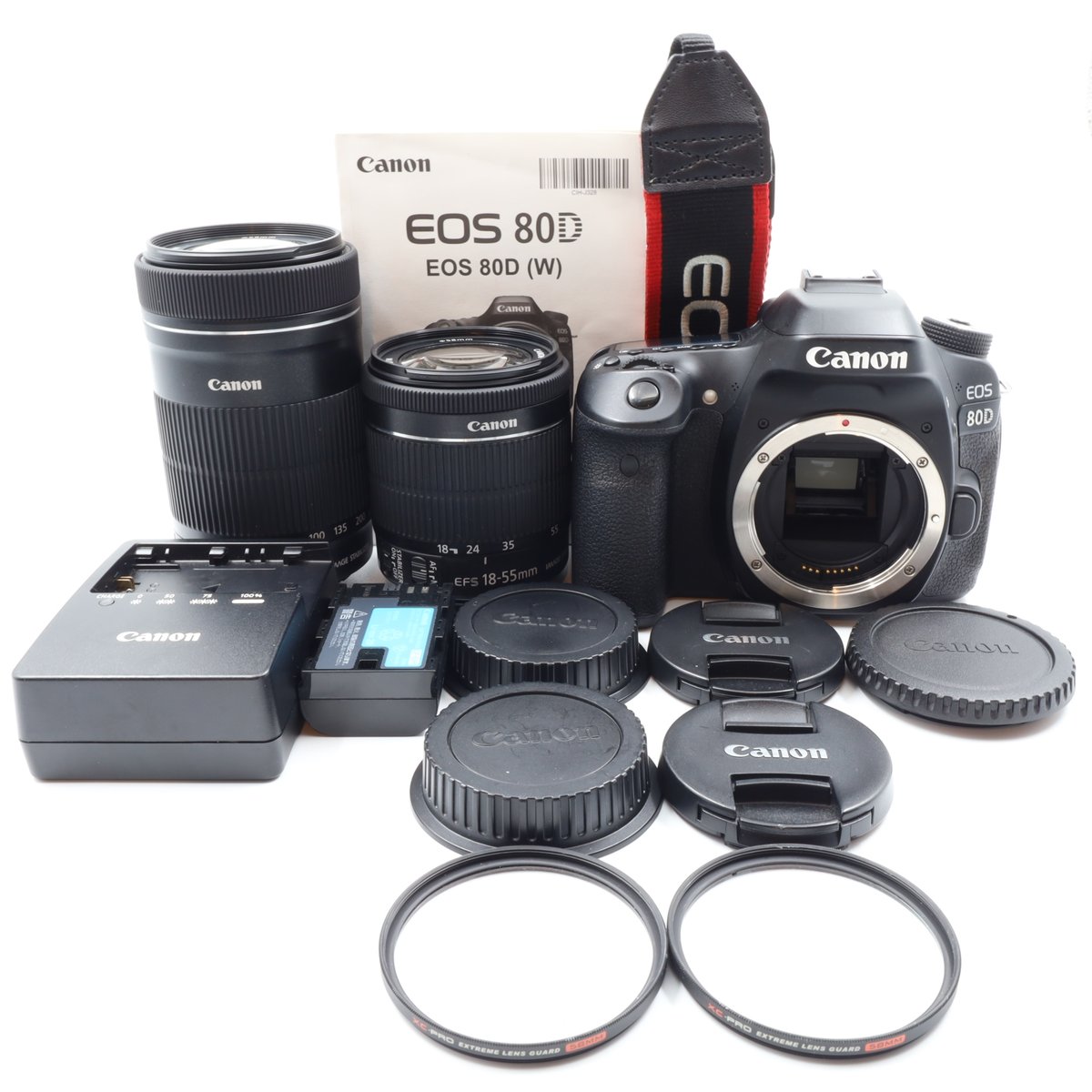 【中古】【１年保証】【良品】Canon EOS 80D ダブルズームキット 18-55mm IS STM & 55-250mm IS STM