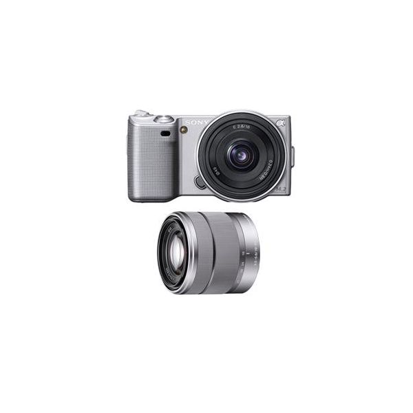 【中古】【１年保証】【美品】SONY NEX-5 ダブルレンズキット (E 18-55mm + 16mm F2.8) シルバー [NEX-5D]｜Premier Camera -プレミアカメラ-