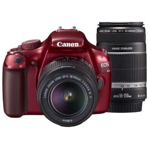 【中古】【１年保証】【美品】Canon EOS Kiss X50 EF-S 18-55mm 55-250mm レッド