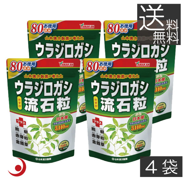 山本漢方製薬 お徳用ウラジロガシ 流石粒 720粒 ×4袋   胆石 腎石 結石 排石