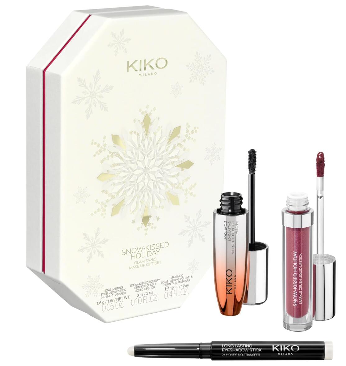 【イタリア発！KIKO ミラノ】日本未発売大人気限定品スノーキッスド ホリデー メイクアップ ギフトセット ボリュームマスカラ、リップグロス、アイシャドウスティックキラキラ輝く星のような素敵なあなたに｜プルミエールルミエール店