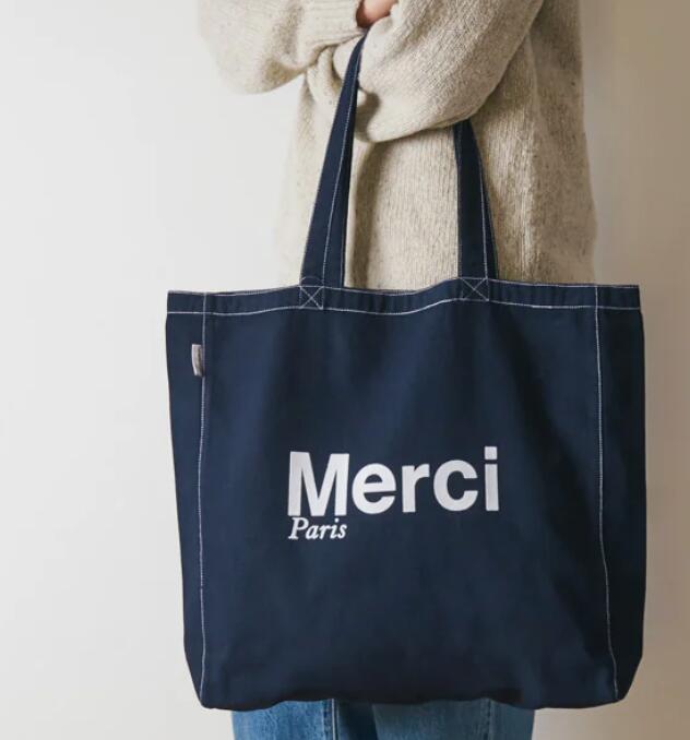 Merci Paris 水色 トートバッグ Merci Paris ロゴ トートバッグ 水色 - メルカリ