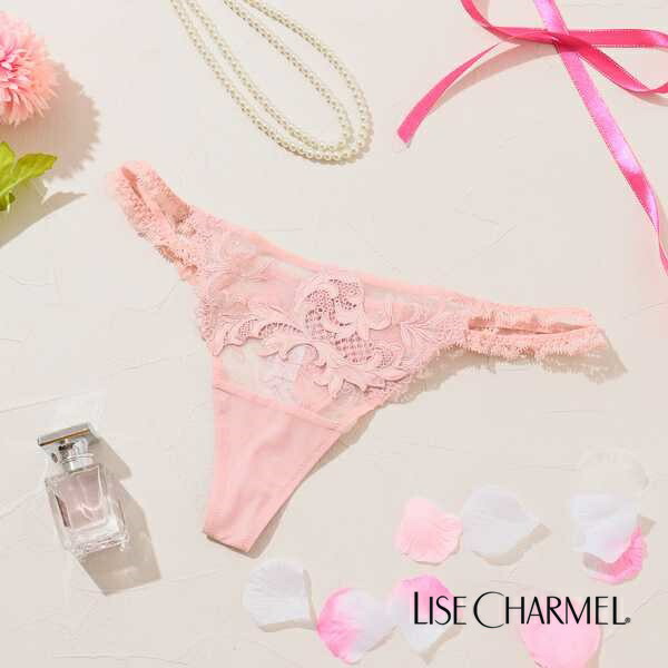 10%OFF セール リズシャルメル LISE CHARMEL タンガ Tバック アカンサスの芸術 ACANTHE ARTY レディース 下着 インポート 高級 ランジェリー セクシー レース リボン 刺繍 ピンク M Lc371 ACG0507